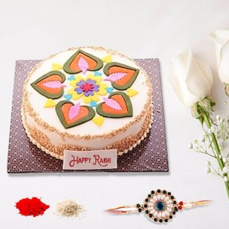 Designer cake with rakhi Rakhi Gifts Delivery Jaipur, Rajasthan
